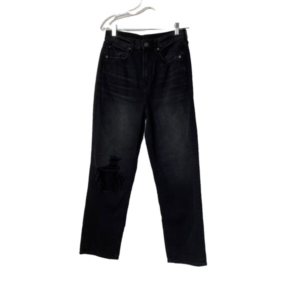American Eagle Jean Highest Rise 90's Boyfriend Black Women's Distressed Size 6 - Picture 1 of 14